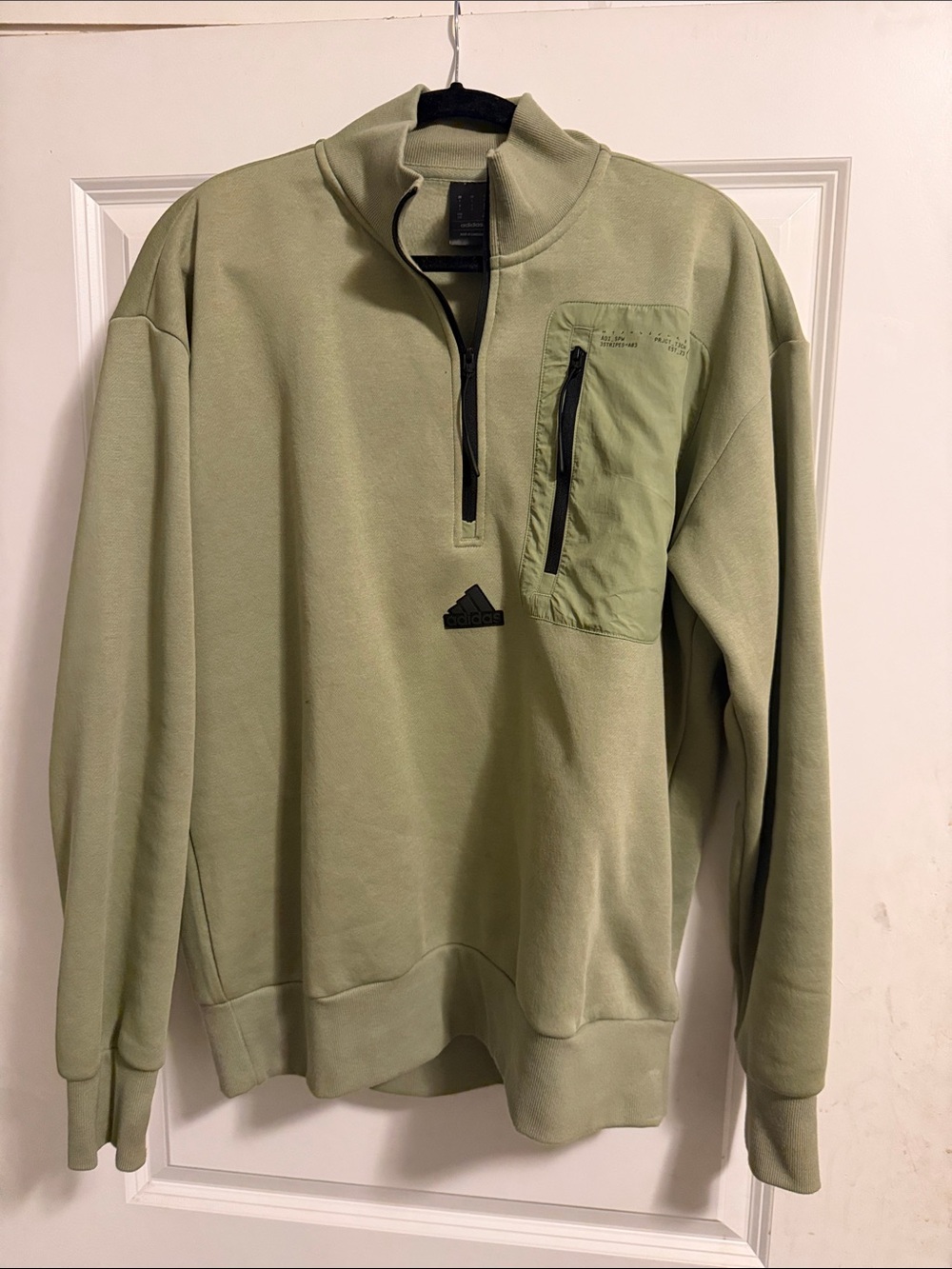 adidas Men's Light Olive Green Quarter-Zip Pullover